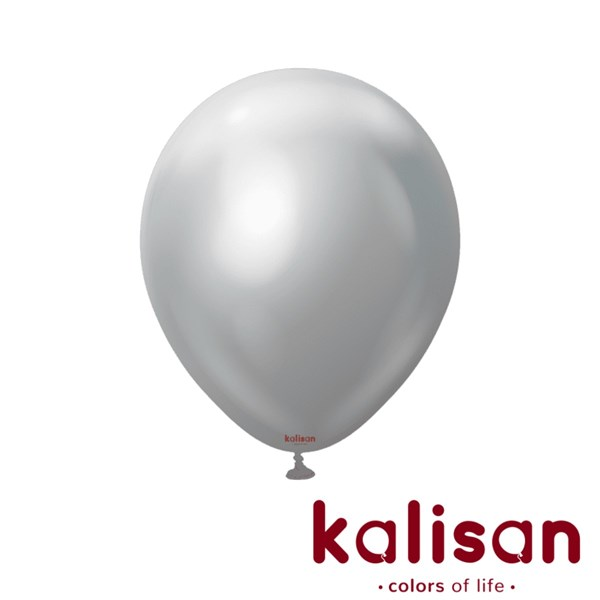 50ct Latex Balloon 12" Mirror Silver Kalisan - Tiger Feet Ireland