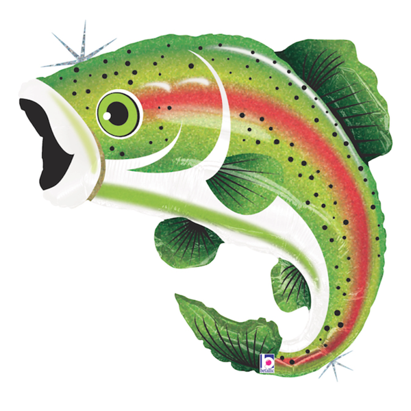 Foil Balloon 62cm Shape Rainbow Trout - Tiger Feet Ireland