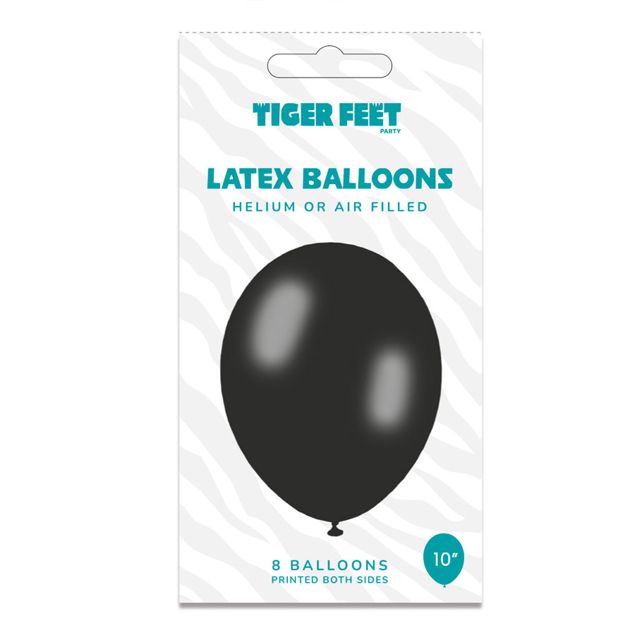 6 x 8pk Latex Balloons Black 10" Tiger Feet - Tiger Feet Ireland