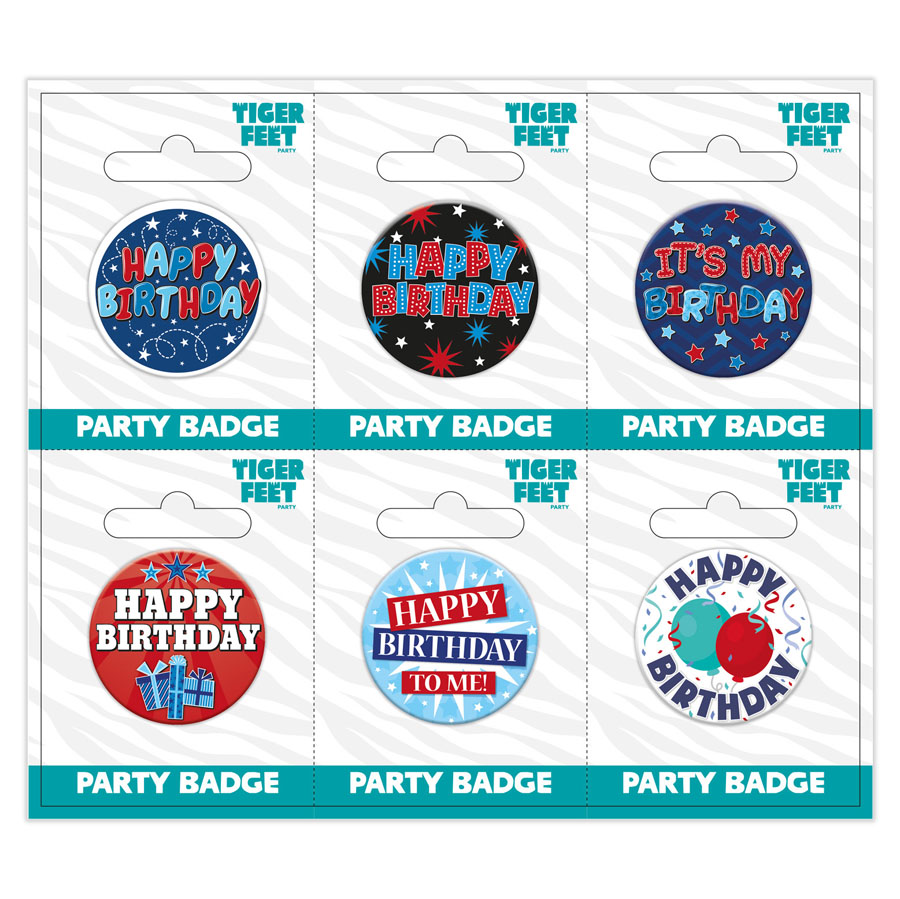 6pk Small Badges Birthday Open - Tiger Feet Ireland