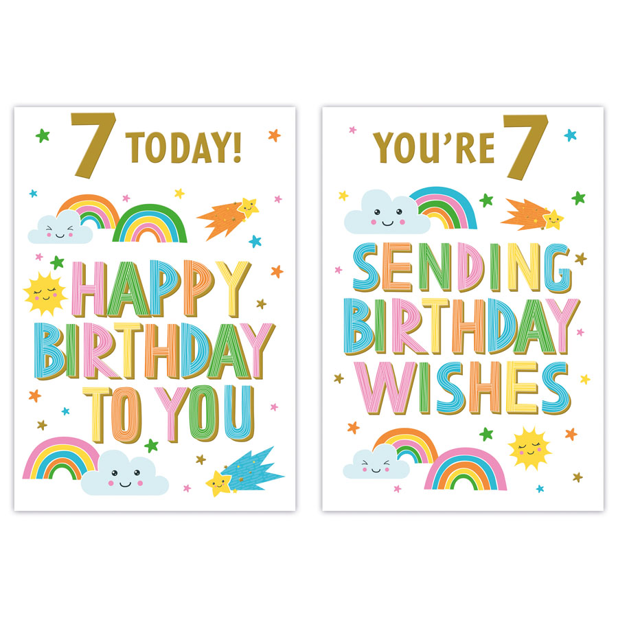 12pk Cards C50 Birthday Age 7 - Tiger Feet Ireland