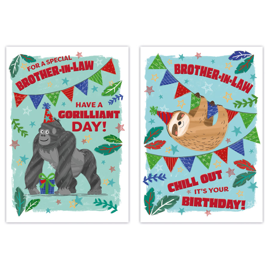 12pk Cards C50 Birthday Brother-In-Law - Tiger Feet Ireland