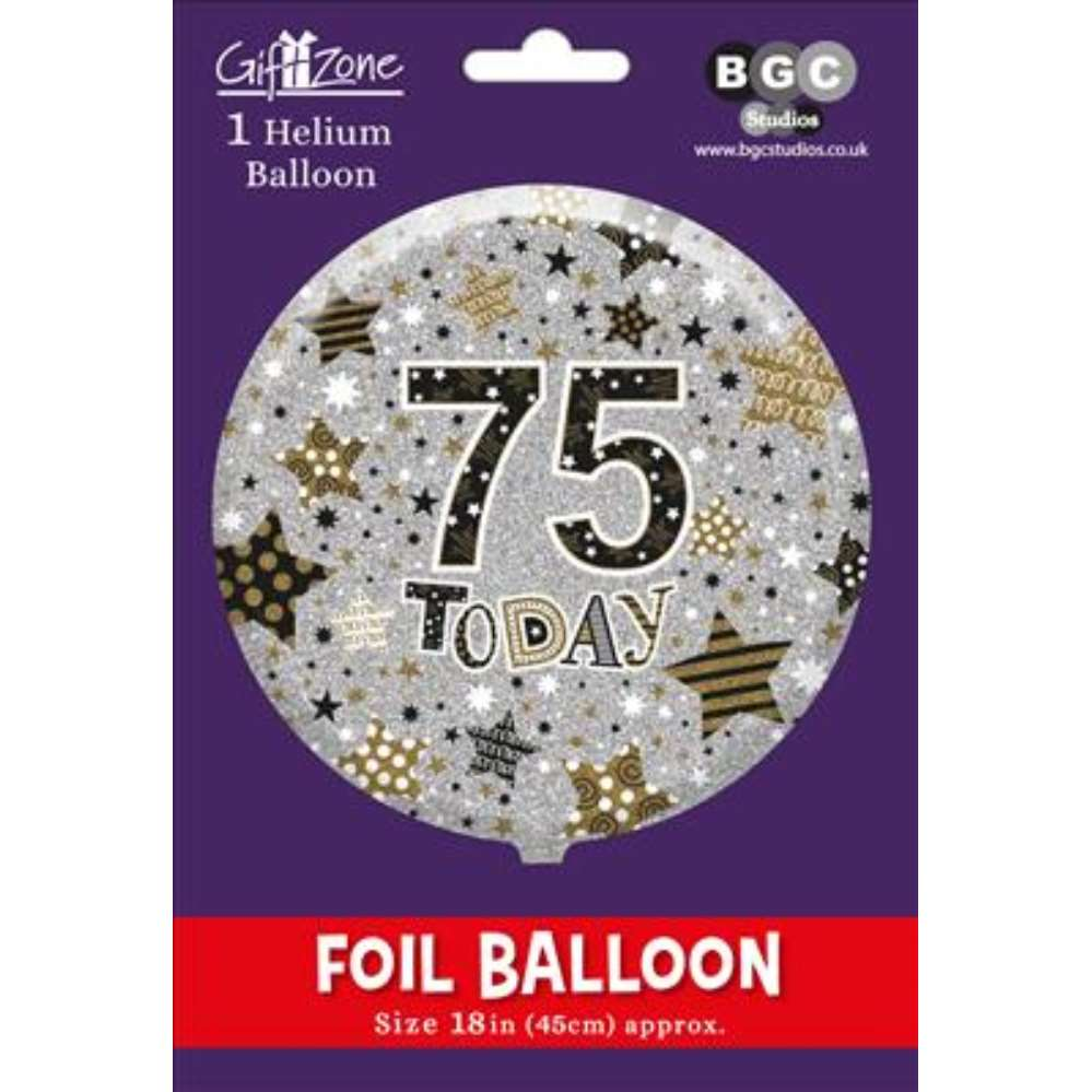 5Pk Foil Balloon Birthday Age 75 - Tiger Feet Ireland