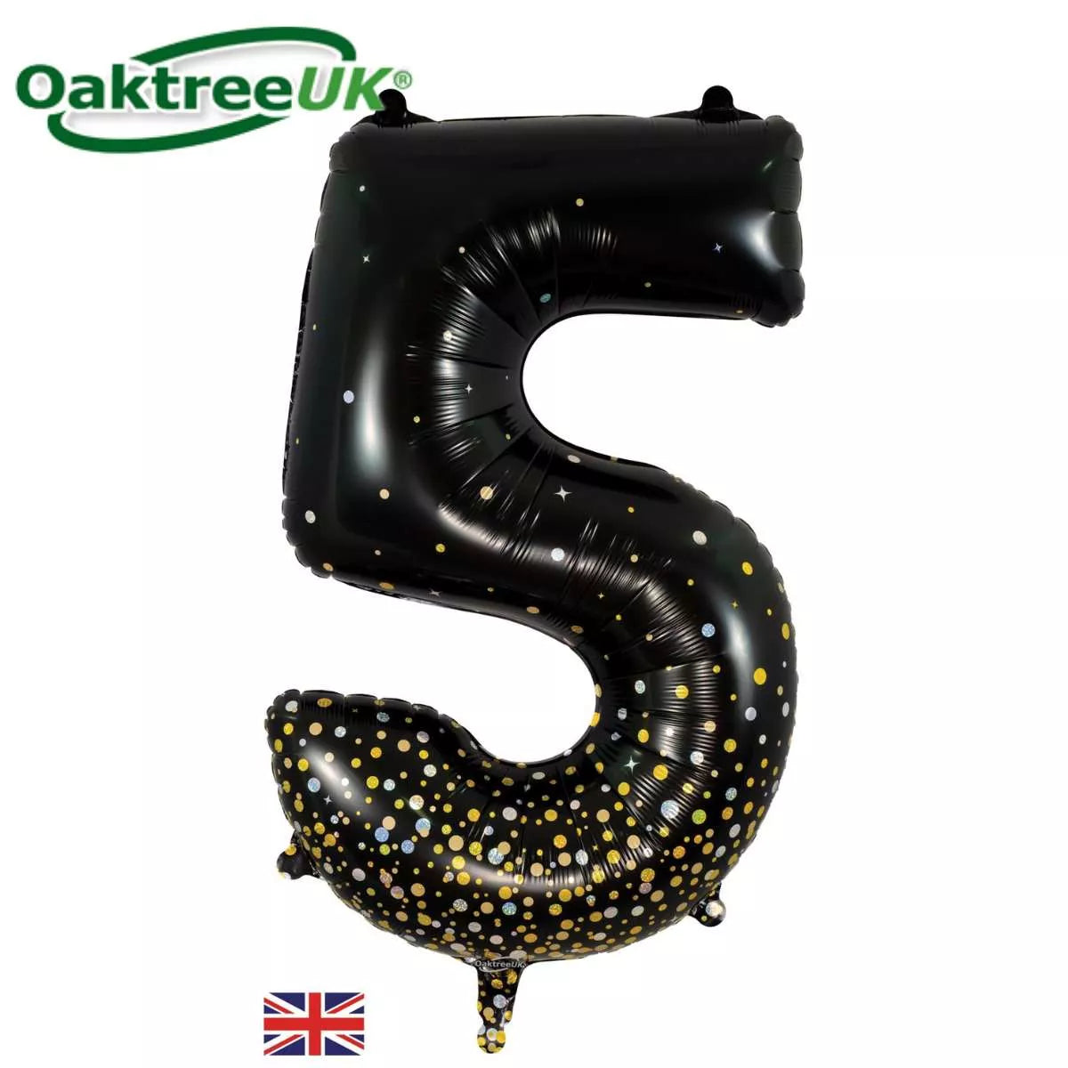Foil Balloon 34" Big Number Holo. Black Gold - Tiger Feet Ireland