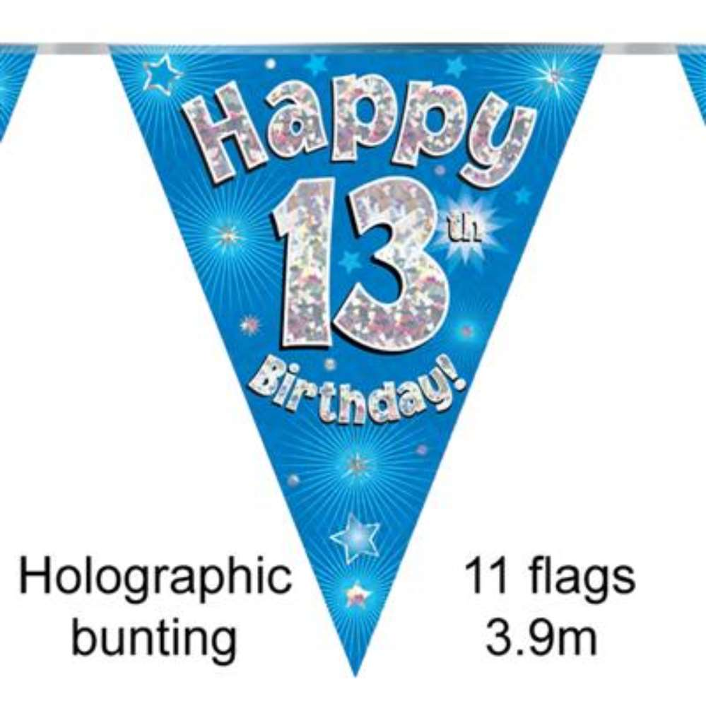 Party Bunting Happy 13th Birthday Blue - Tiger Feet Ireland