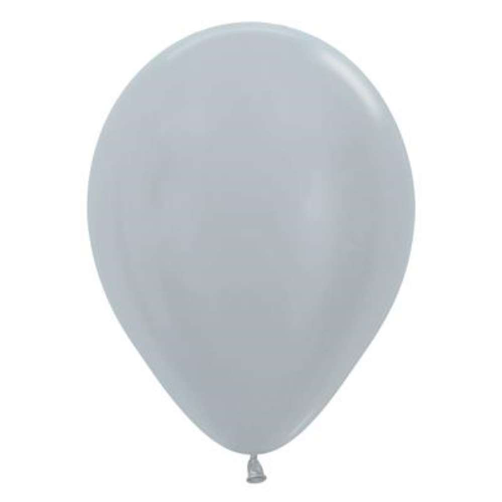 50ct Latex Balloon 12in Satin Silver Sempertex - Tiger Feet Ireland