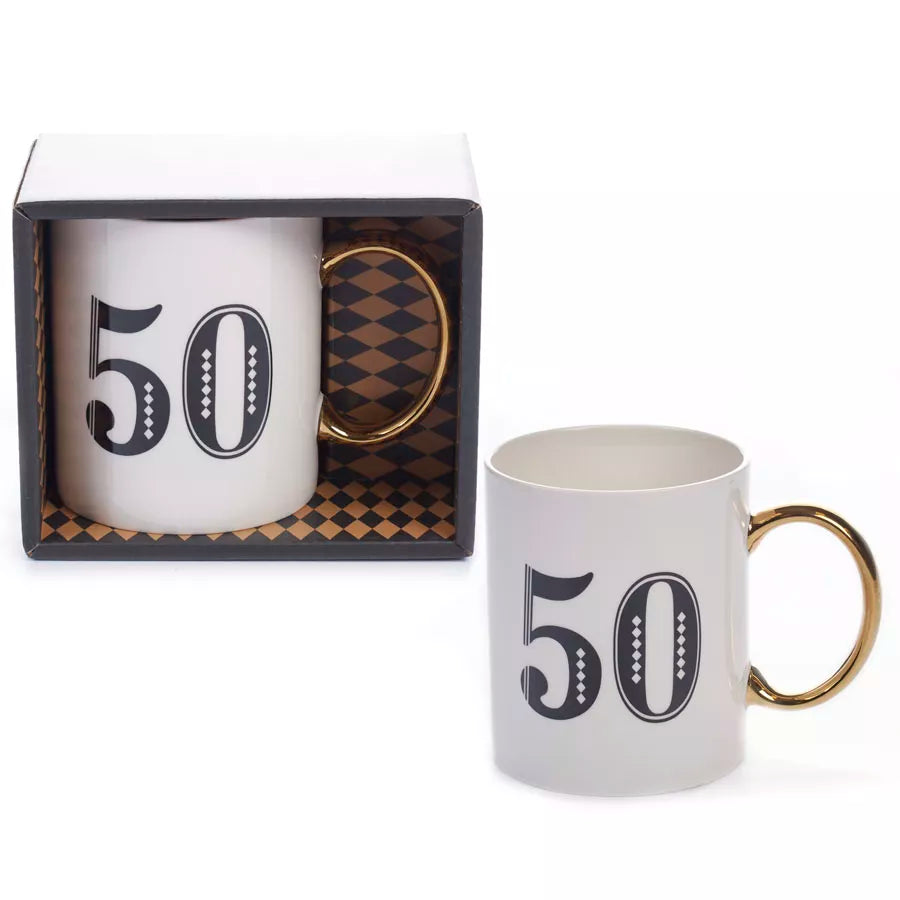 Age 50 Art Deco Mug - Tiger Feet Ireland