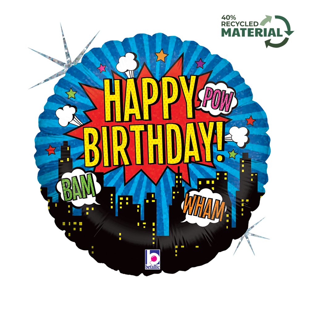 Foil Balloon 18" Round Superhero Birthday - Tiger Feet Ireland