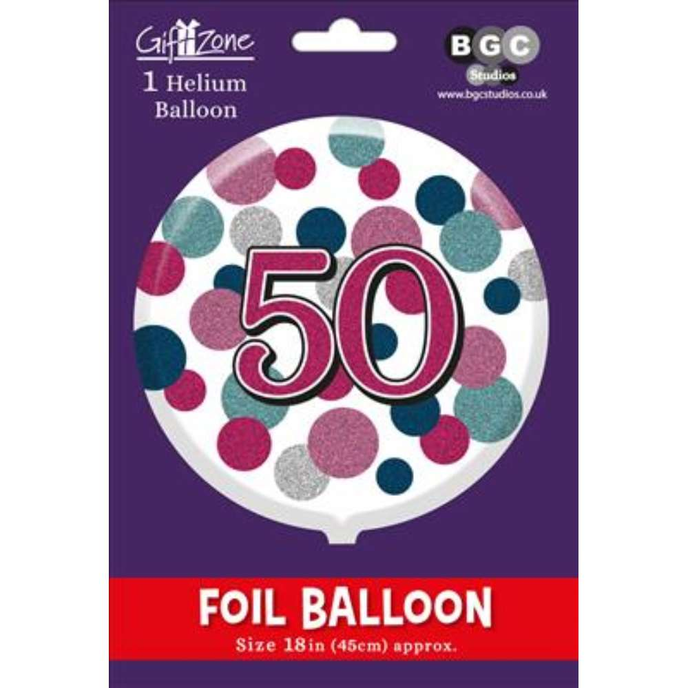 5Pk Foil Balloon Birthday Age 50 - Tiger Feet Ireland