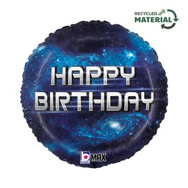 Foil Blln 18in Rnd Birthday Galaxy - Tiger Feet Ireland