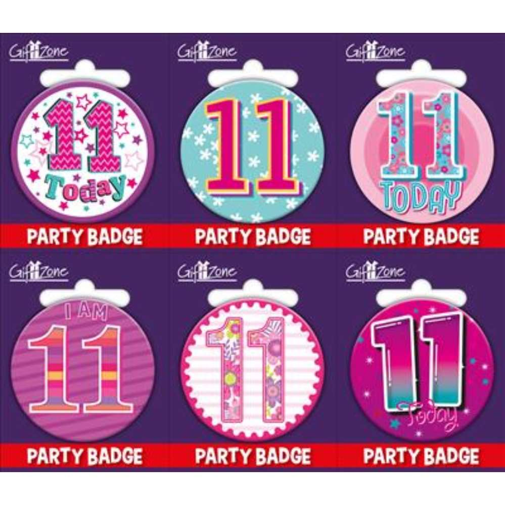 6pk Small Badges Birthday Age 11 - Tiger Feet Ireland