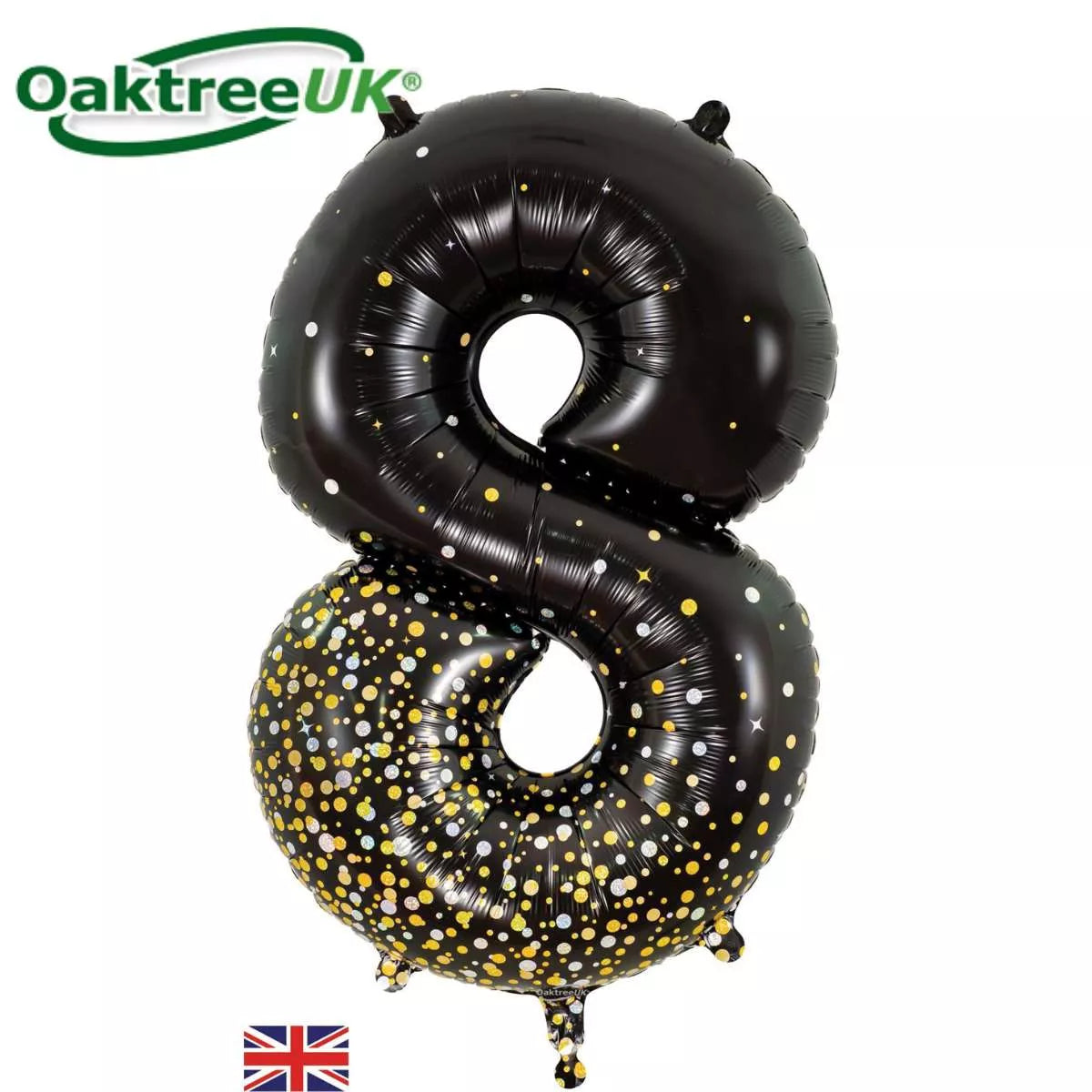 Foil Balloon 34" Big Number Holo. Black Gold - Tiger Feet Ireland