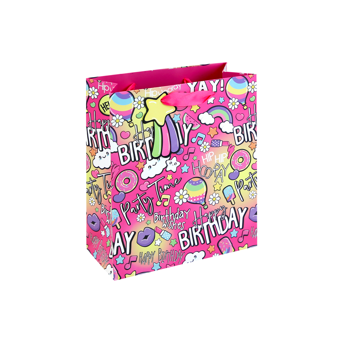 6pk Gift Bag Girly Text Medium - Tiger Feet Ireland