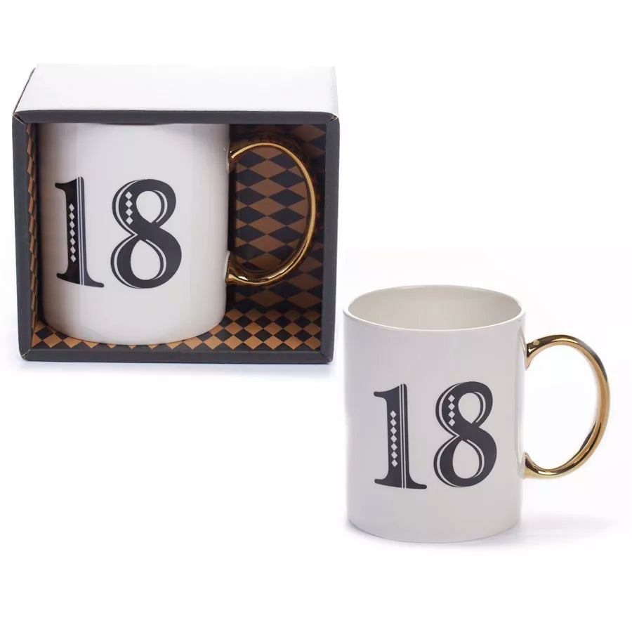 Age 18 Art Deco Mug - Tiger Feet Ireland