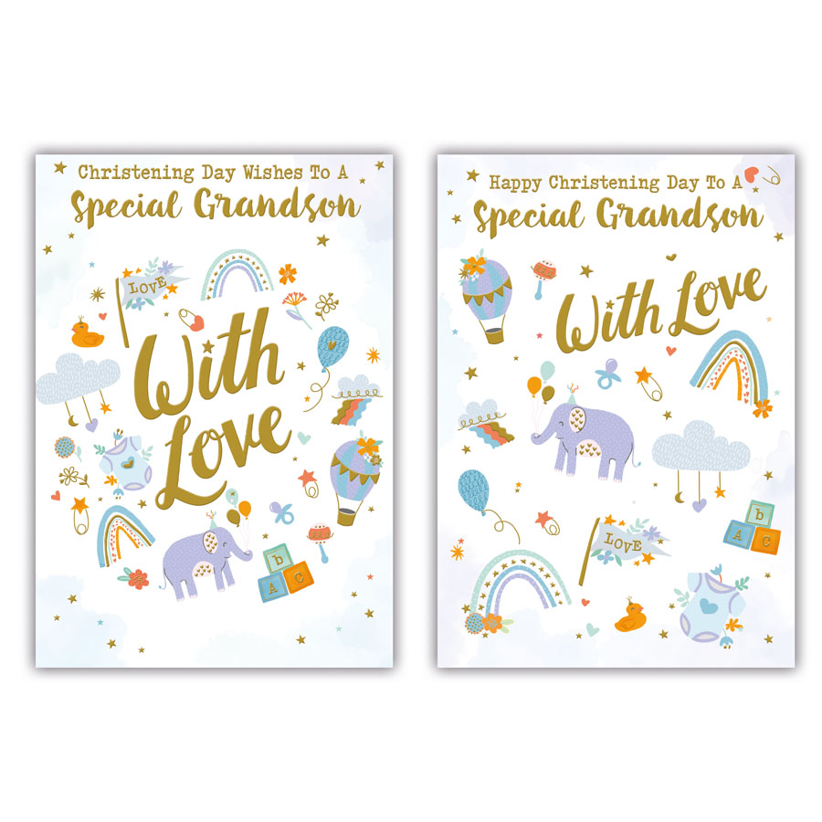 12pk Cards C50 Christening Grandson - Tiger Feet Ireland