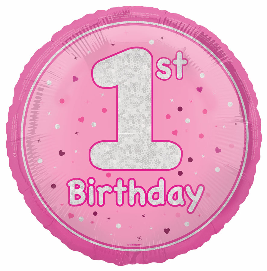 Foil Balloon 18" Round Glitz Pink Age 1 - Tiger Feet Ireland