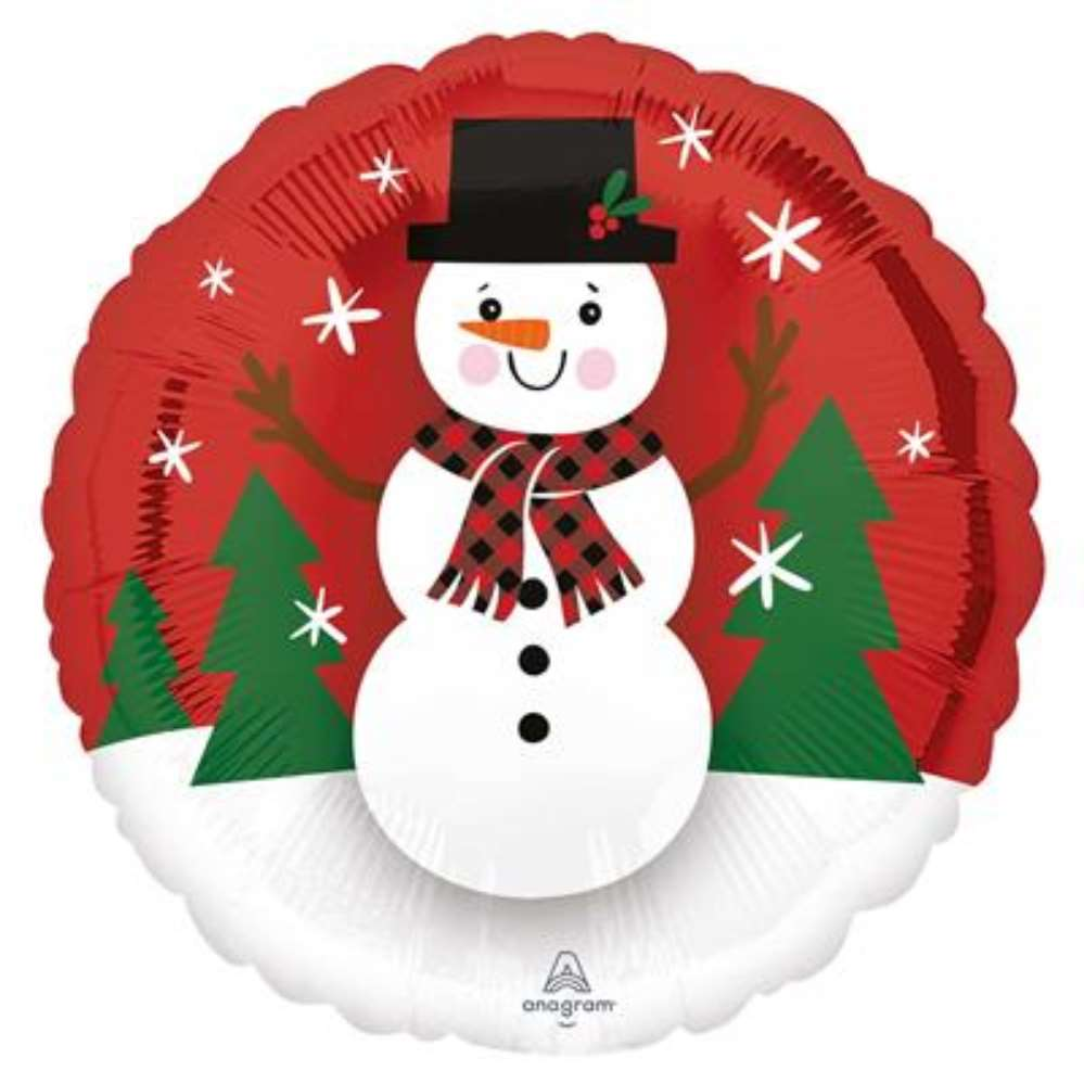 Foil Balloon 18" Round Smiley Snowman - Tiger Feet Ireland