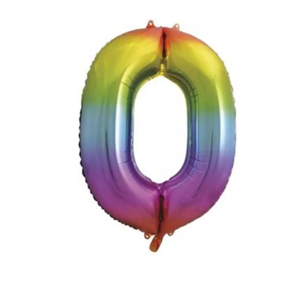 34" Foil Balloons Big Number Rainbow - Tiger Feet Ireland
