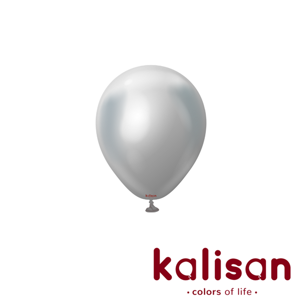 100ct Latex Balloon 5" Mirror Silver Kalisan - Tiger Feet Ireland