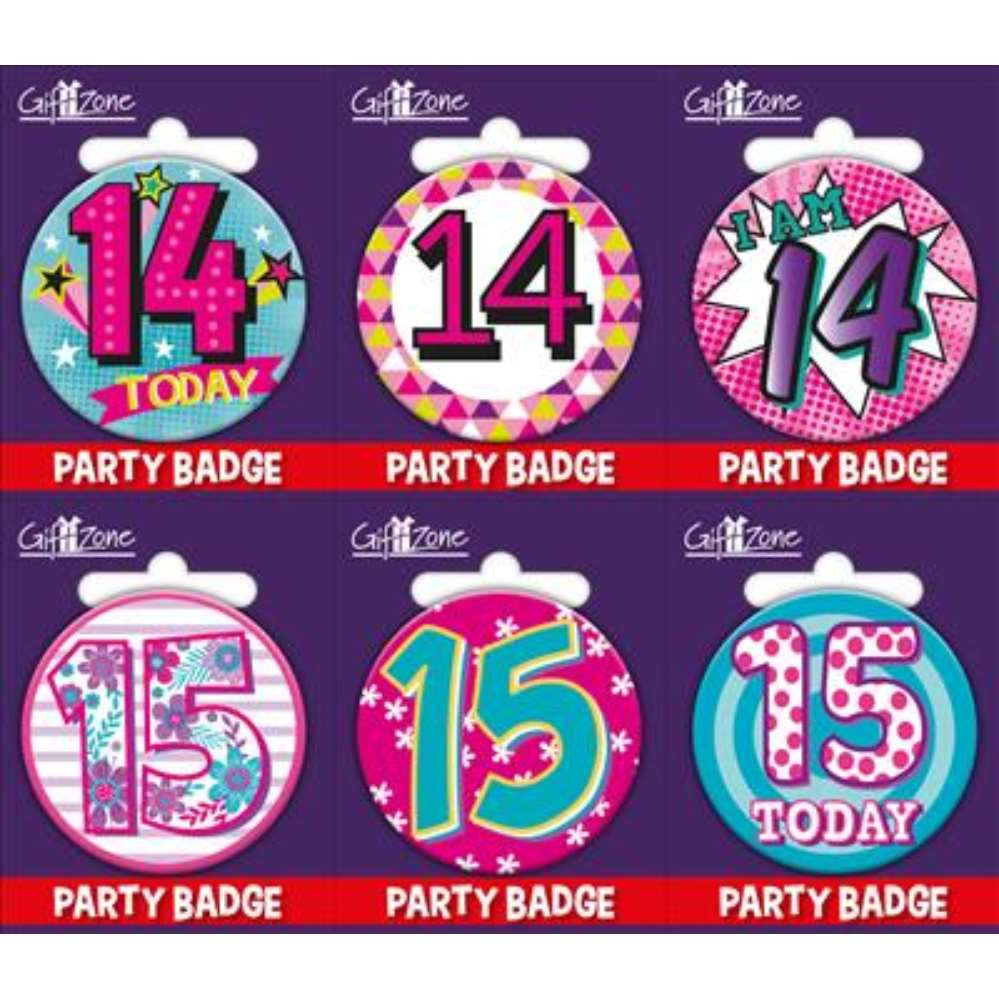 6pk Small Badges Birthday Age 14 & 15 - Tiger Feet Ireland