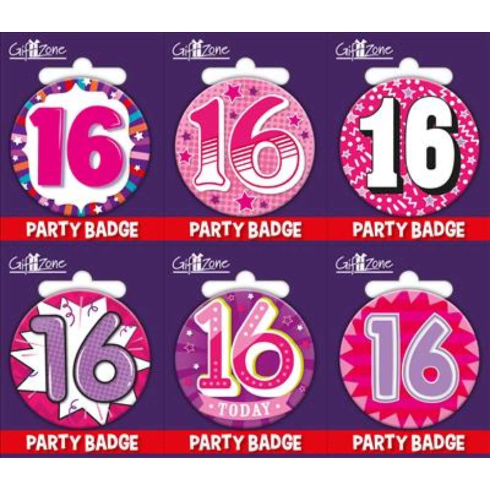 6pk Small Badges Birthday Age 16 - Tiger Feet Ireland