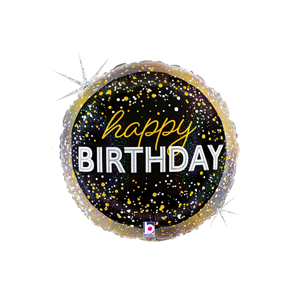 Happy Birthday Metallic Party 18" Foil Balloon - Tiger Feet Ireland