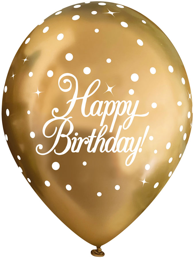 6ct Latex Balloon 11in Gold Happy Birthday - Tiger Feet Ireland