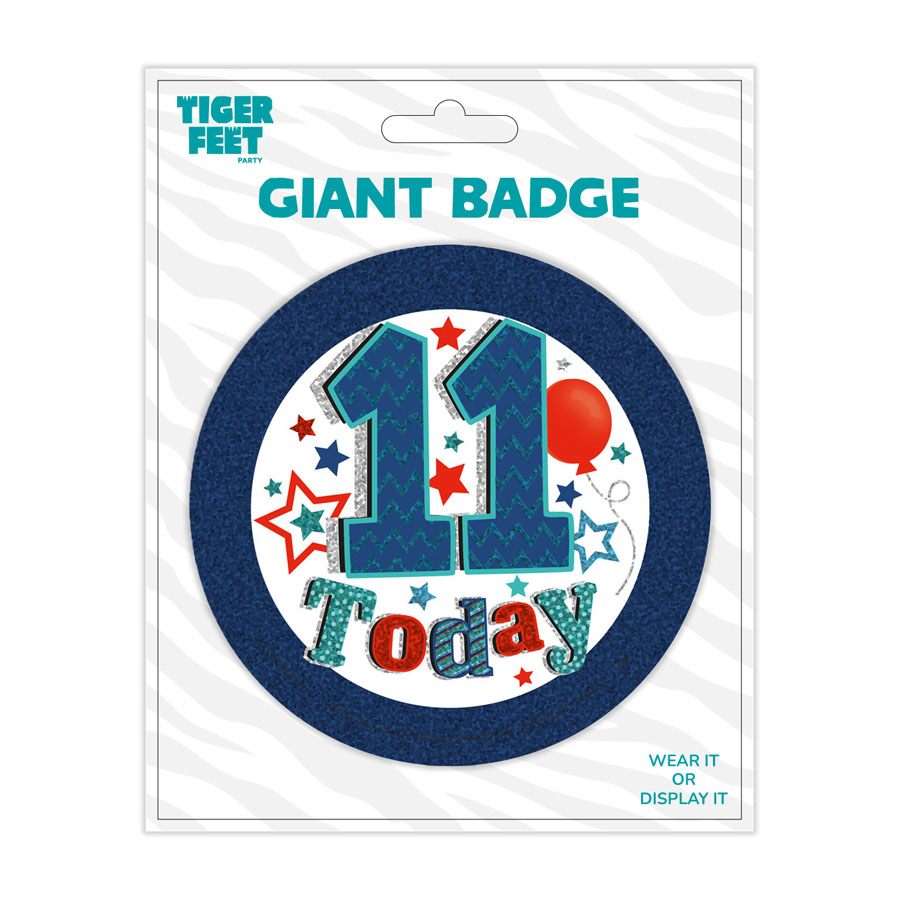 6pk Big Badges Birthday Age 11 - Tiger Feet Ireland