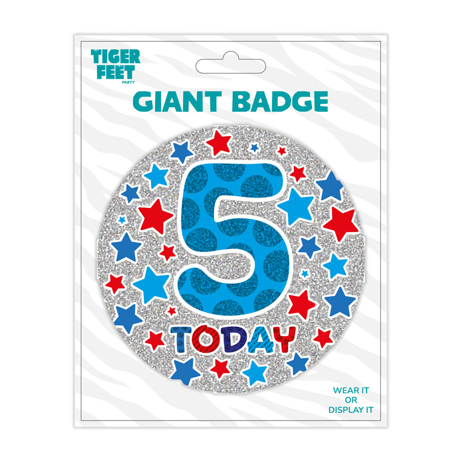 6pk Big Badges Birthday Age 5 - Tiger Feet Ireland