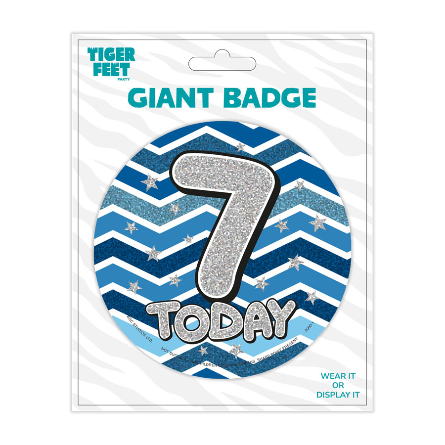 6pk Big Badges Birthday Age 7 - Tiger Feet Ireland