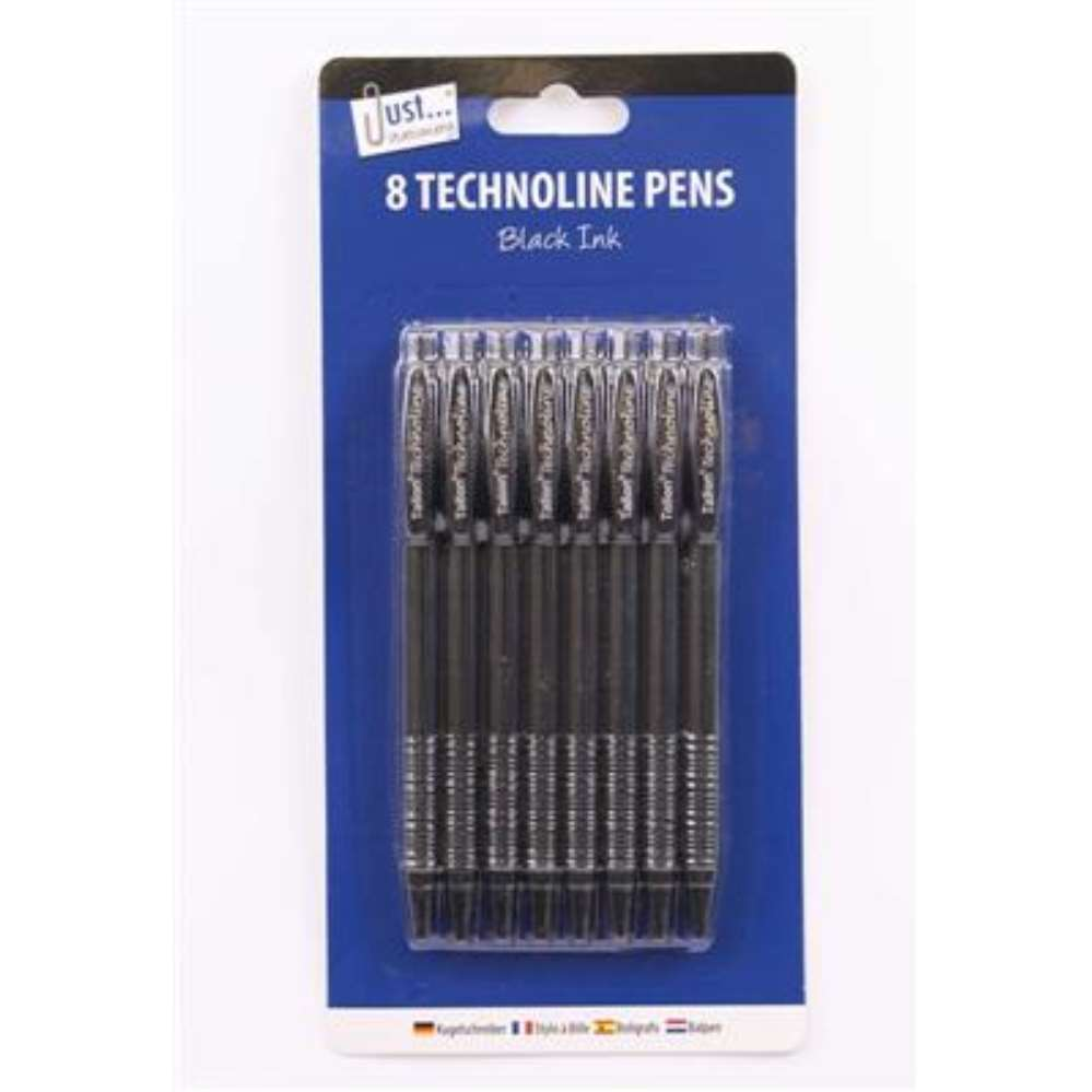 8 Technoline Pens Black - Tiger Feet Ireland
