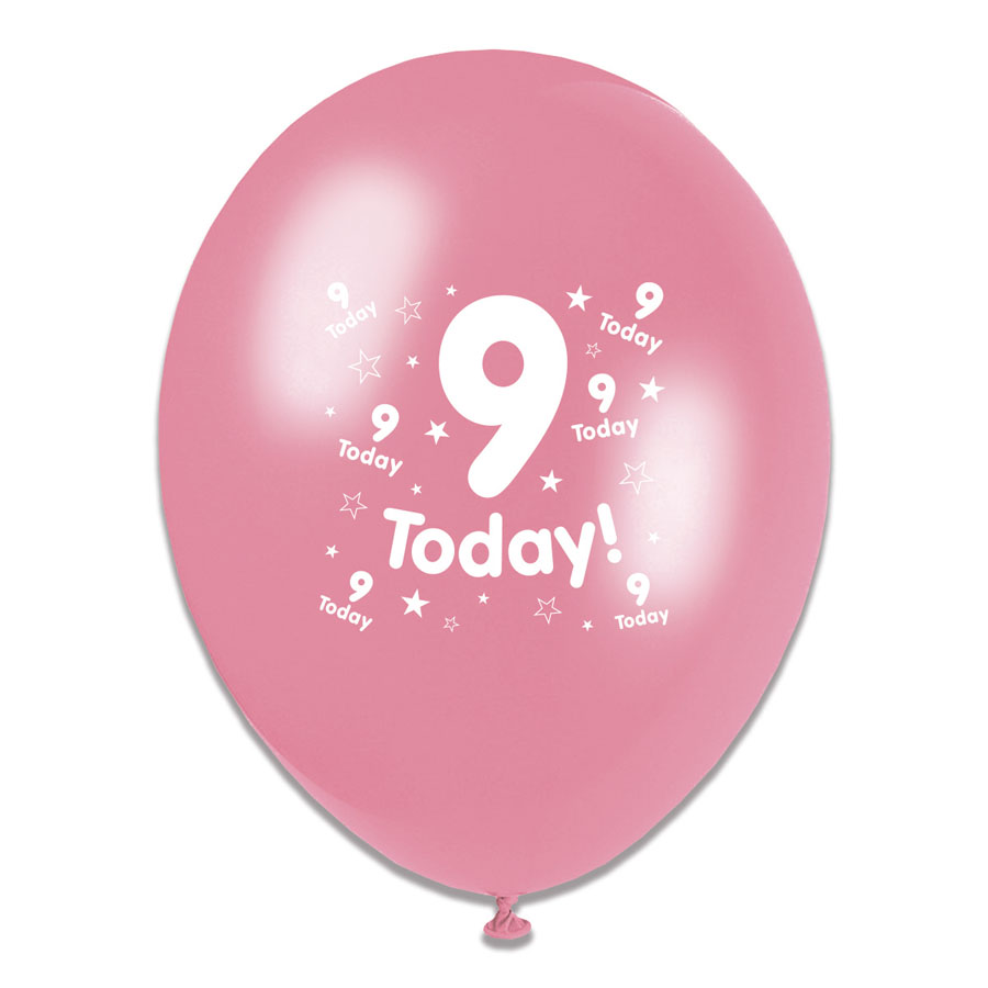 6 x 8pk Latex Balloons Birthday Age 9 - Tiger Feet Ireland