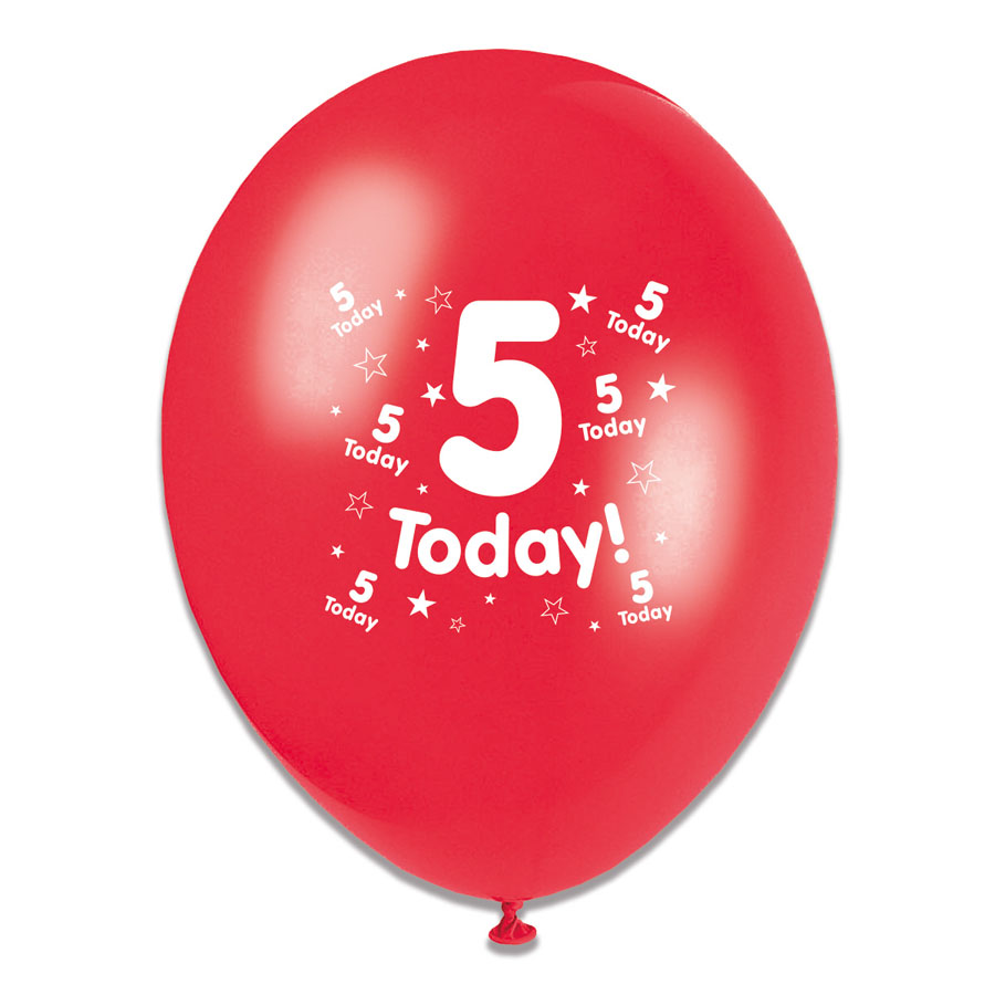 6 x 8pk Latex Balloons Birthday Age 5 - Tiger Feet Ireland