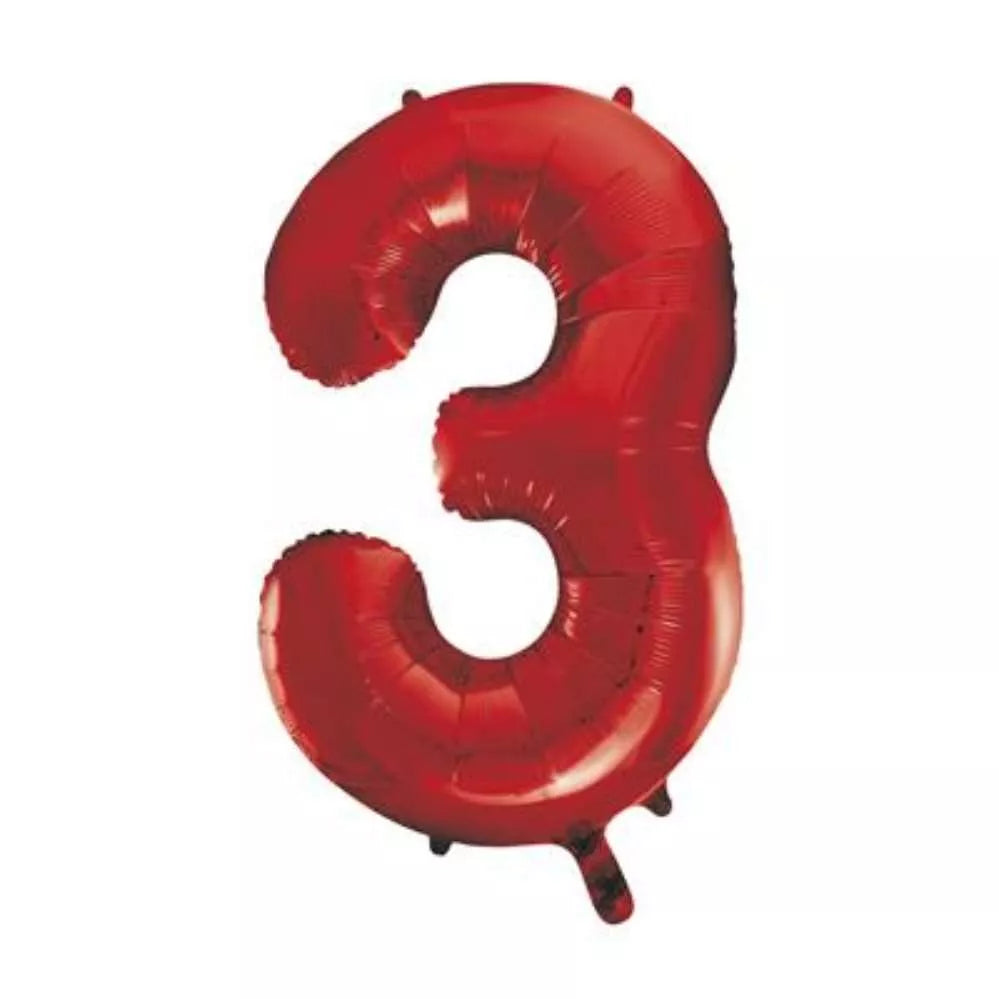 Foil Balloons 34" Big Numbers Red - Tiger Feet Ireland