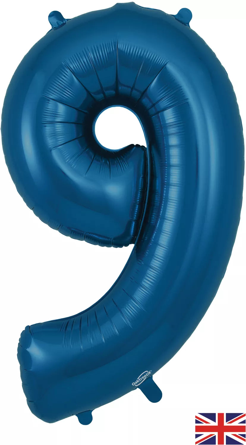 Foil Balloon 34" Number 9 Navy Blue - Tiger Feet Ireland