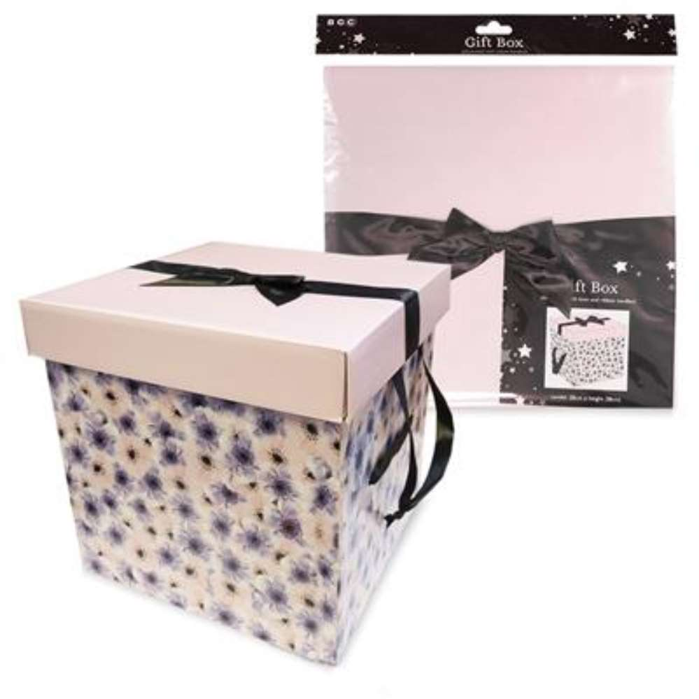 Gift Box Flat Pack Square Floral - Tiger Feet Ireland