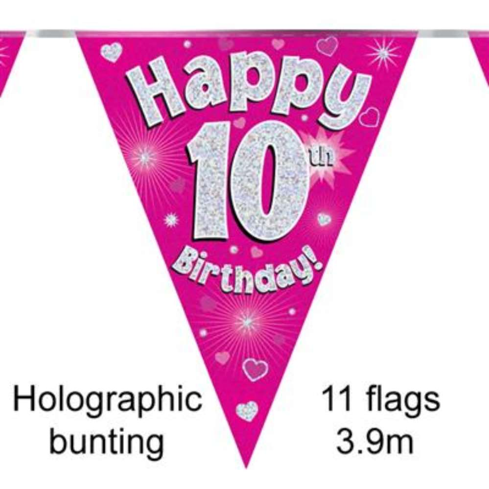 Party Bunting Happy 10th Birthday Pink - Tiger Feet Ireland