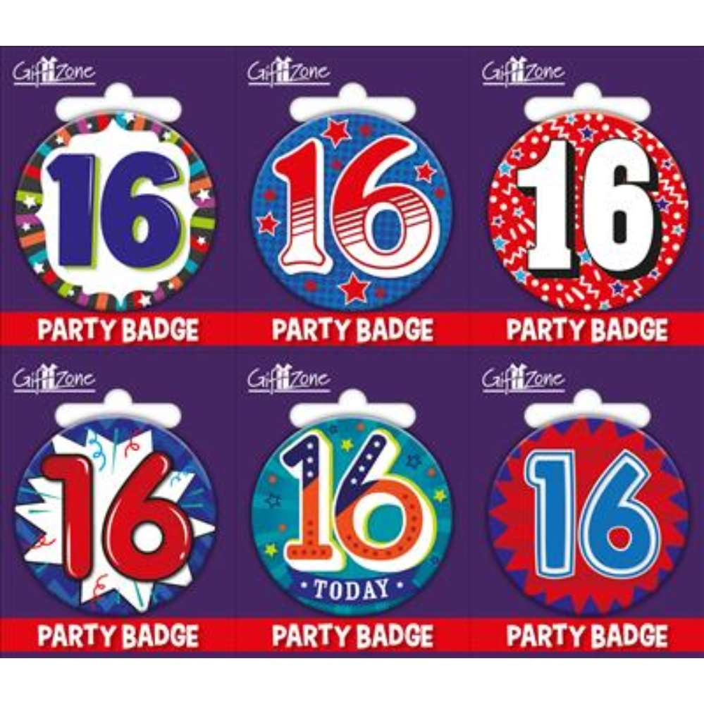 6pk Small Badges Birthday Age 16 - Tiger Feet Ireland
