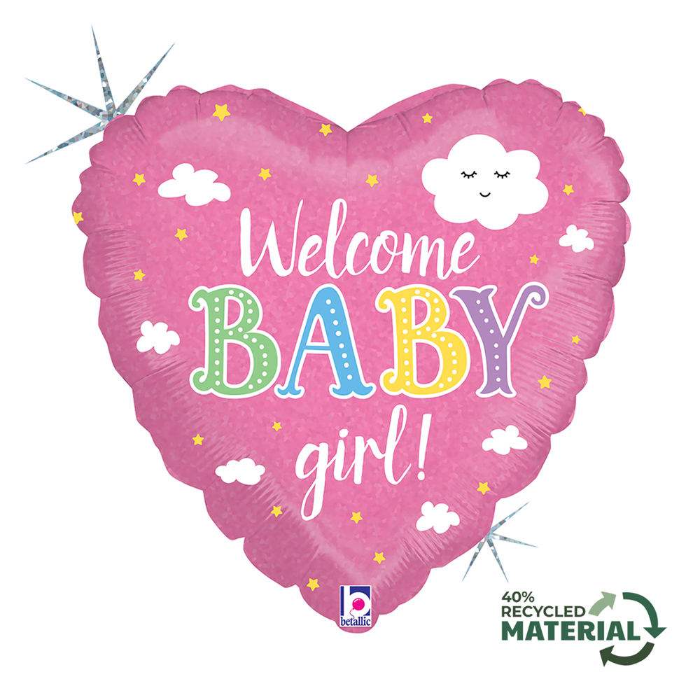 Foil Balloon 18" Welcome Baby Girl - Tiger Feet Ireland