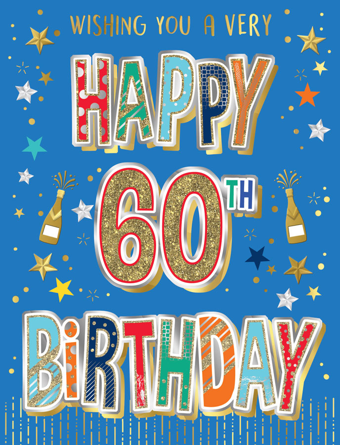6pk Cards ED C50 Age 60 Text On Blue - Tiger Feet Ireland