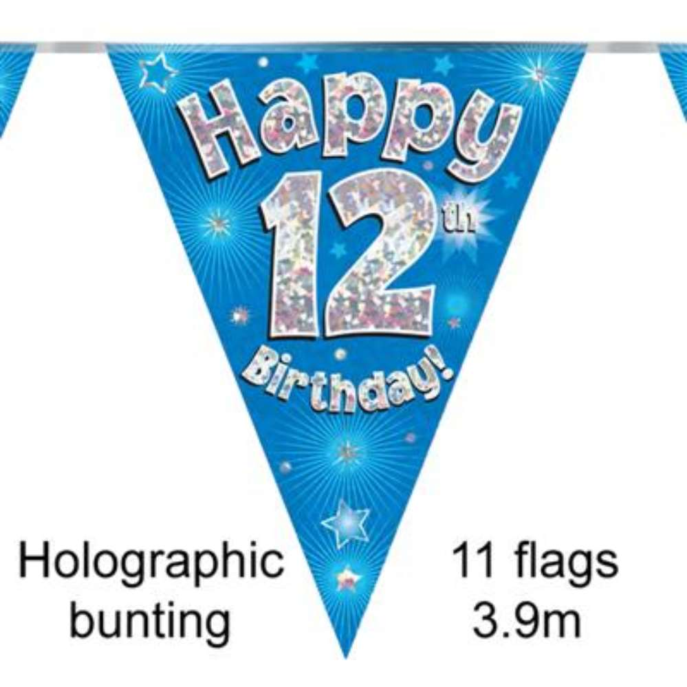 Party Bunting Happy 12th Birthday Blue - Tiger Feet Ireland