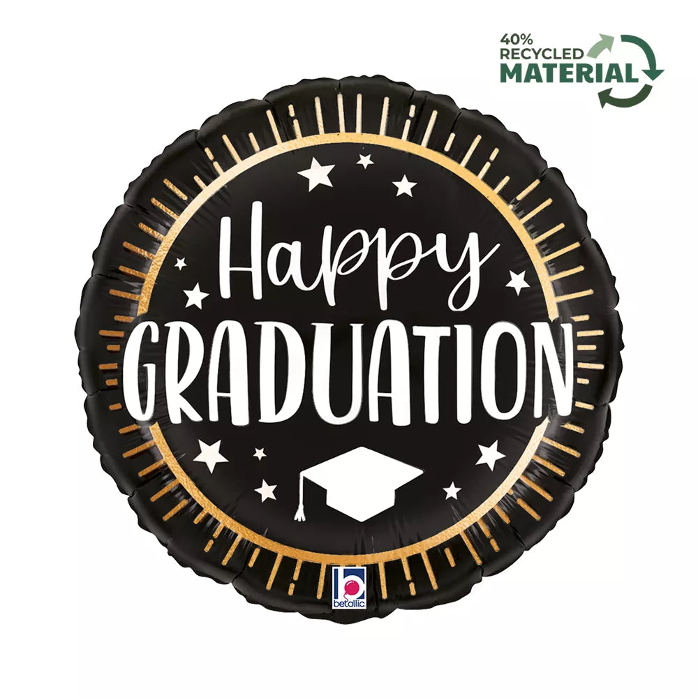 Foil Blln 18in Rnd Happy Graduation Seal - Tiger Feet Ireland