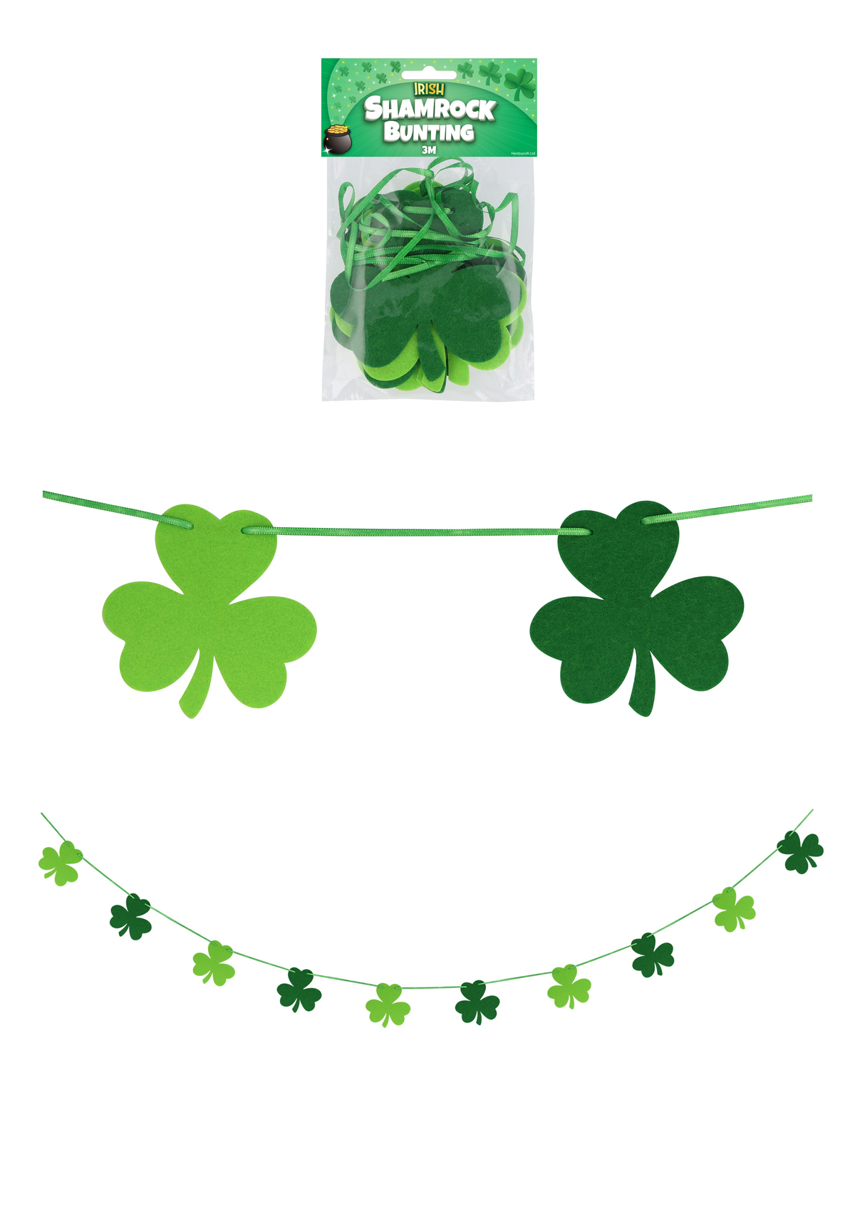 Décor Shamrock Bunting 10 Clovers 10cm 3M - Tiger Feet Ireland