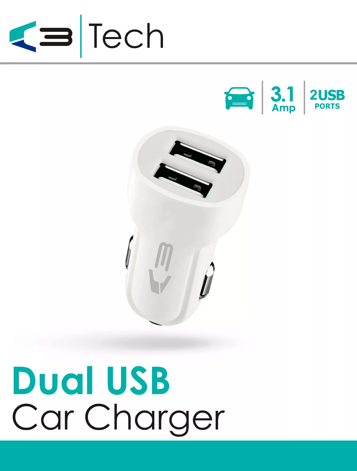 Dual USB Car Charger 3.1Amp - Tiger Feet Ireland