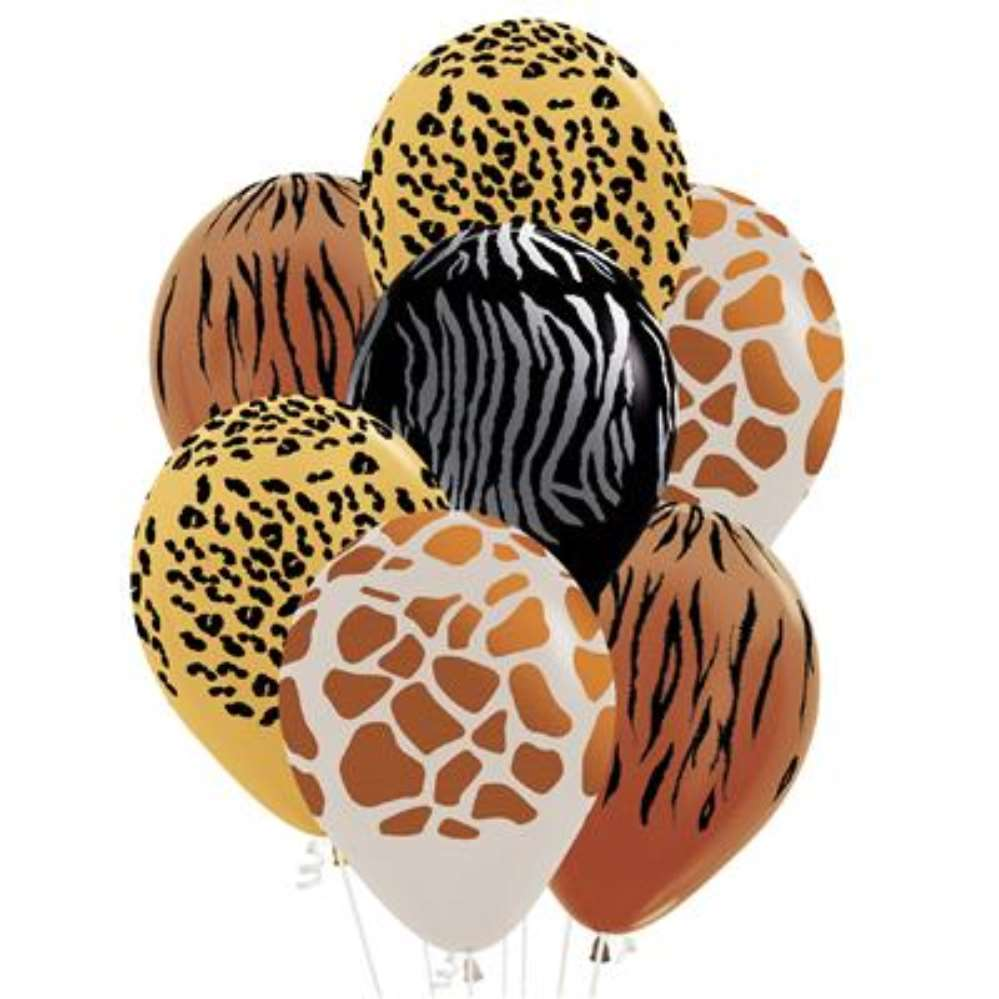 25ct Latex Blln 12in Animal Print Assort - Tiger Feet Ireland