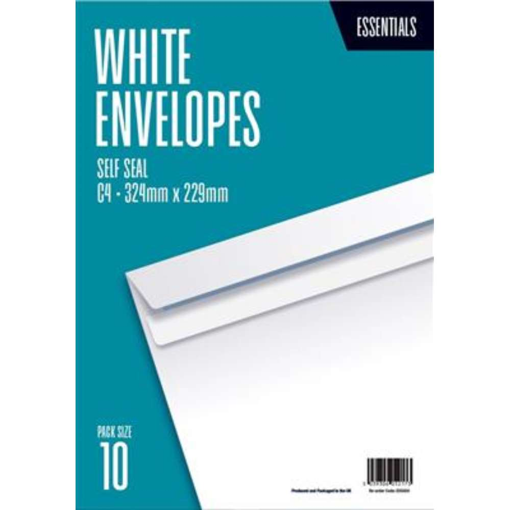 10pk Envelopes C4 Self Seal 80gsm White - Tiger Feet Ireland