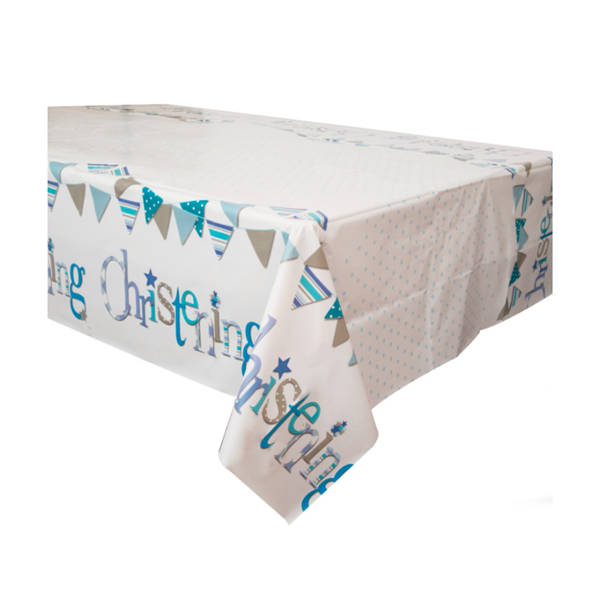 Plastic Tablecover 54x84" Blue Bunting Christening - Tiger Feet Ireland