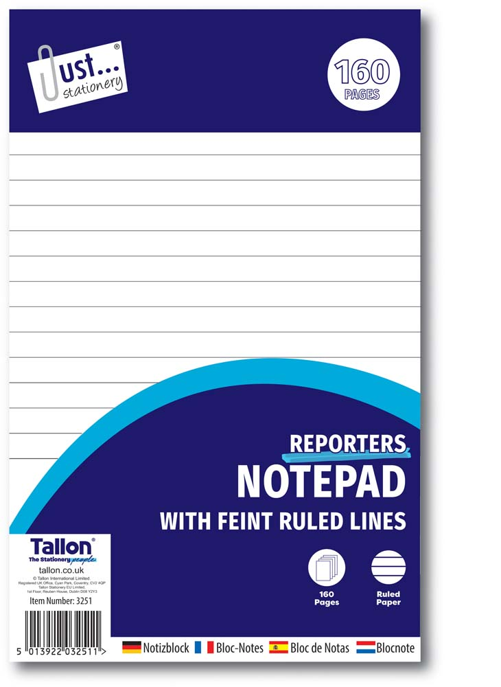 12pk Reporter Notepad 160 Pages - Tiger Feet Ireland