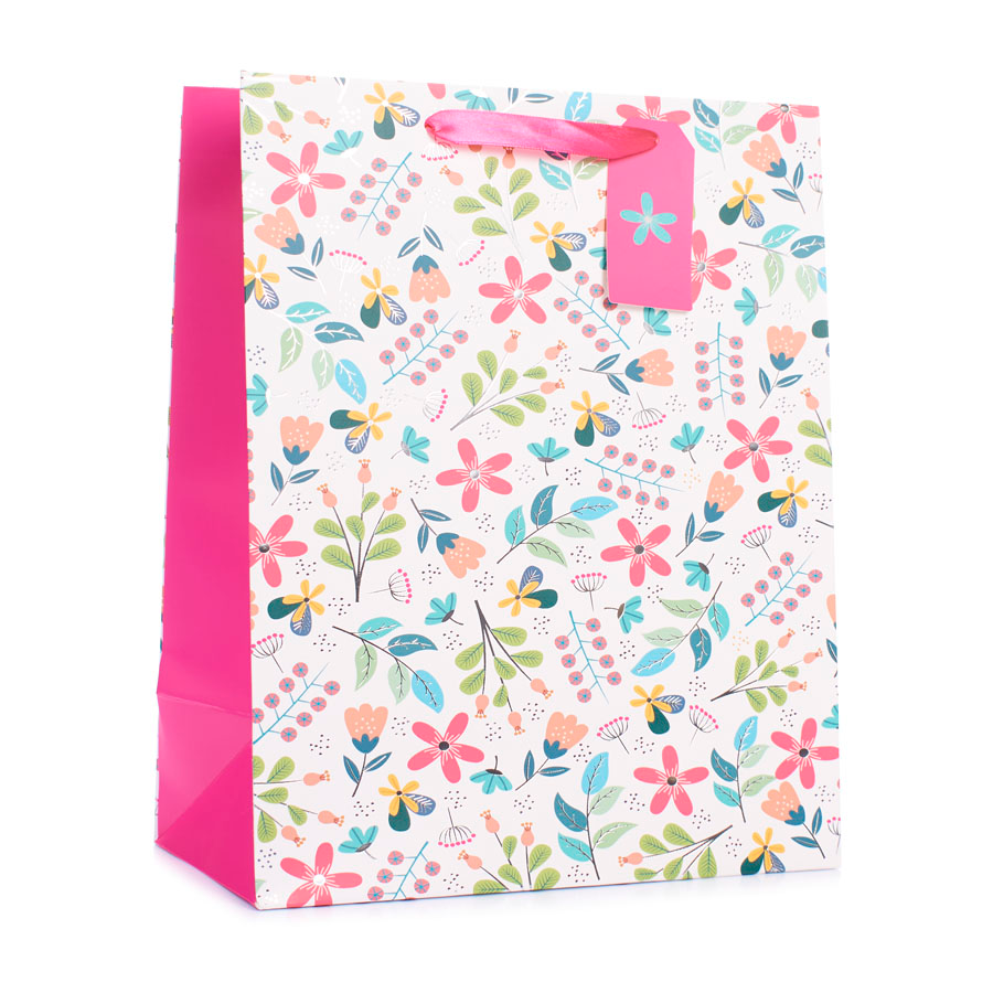 6pk Extra Large Portrait Gift Bags Floral Print - Tiger Feet Ireland