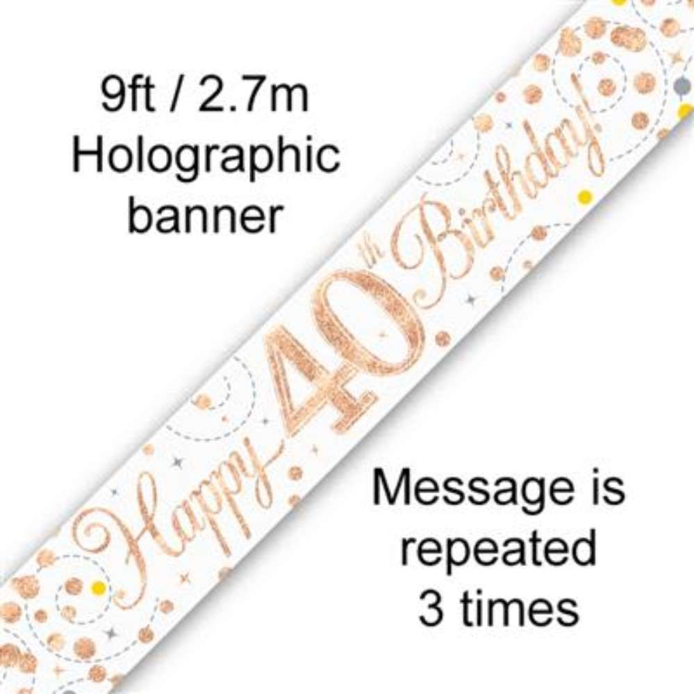9ft Banner Sparkling Birthday 40th - Tiger Feet Ireland